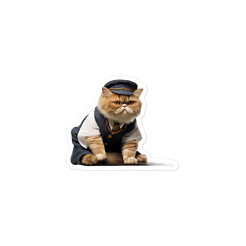 Exotic Shorthair Transit Operator Sticker - Stickerfy.ai