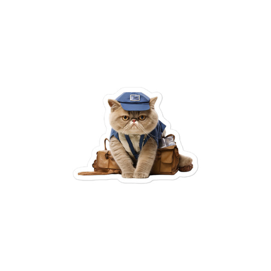 Exotic Shorthair Mail Carrier Sticker - Stickerfy.ai