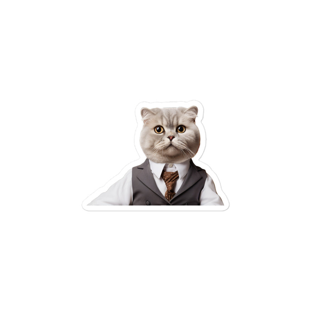Scottish Fold Hotel Staff Sticker - Stickerfy.ai
