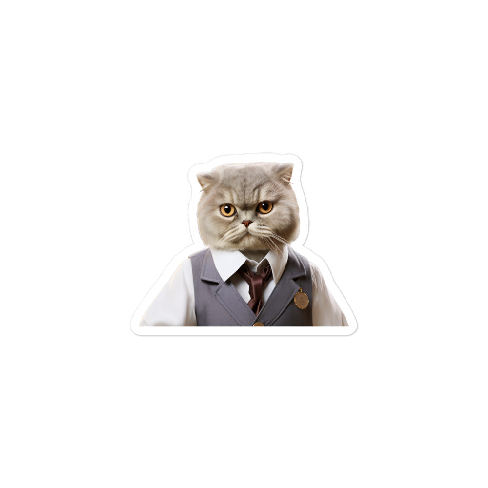 Scottish Fold Hotel Staff Sticker - Stickerfy.ai