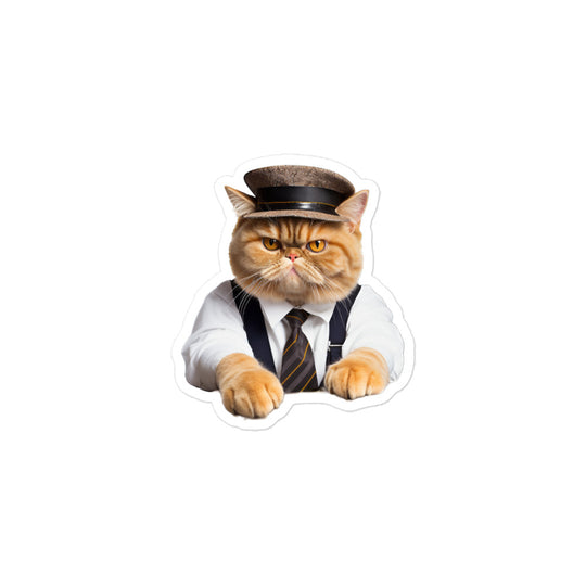 Exotic Shorthair Transit Operator Sticker - Stickerfy.ai