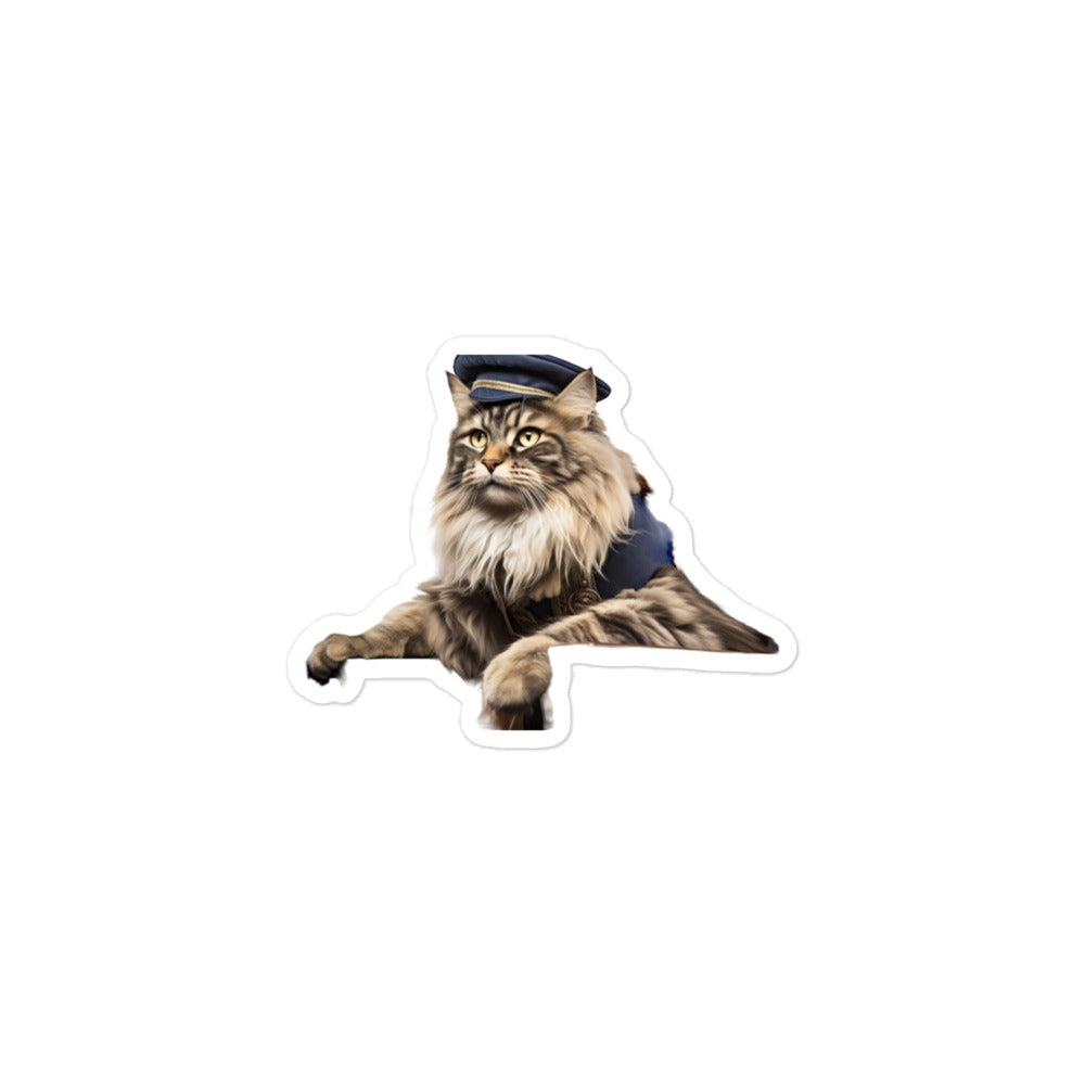 Maine Coon Transit Operator Sticker - Stickerfy.ai