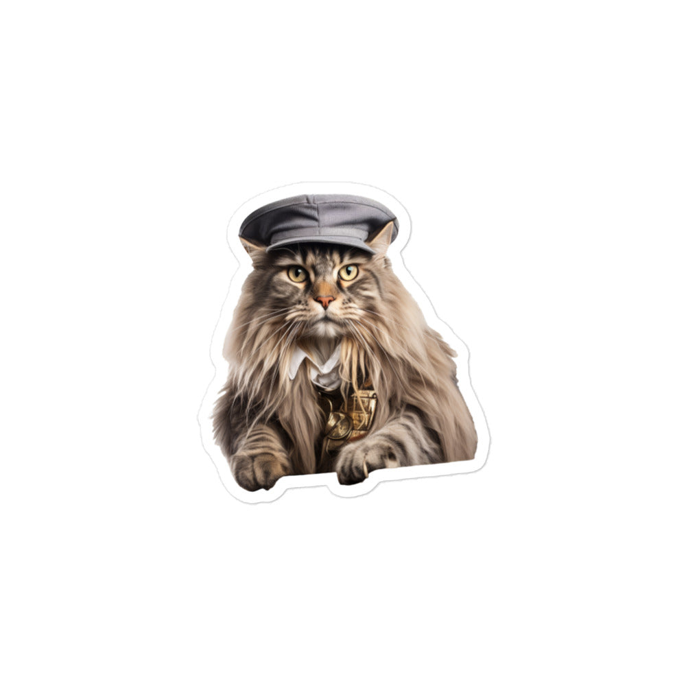 Maine Coon Transit Operator Sticker - Stickerfy.ai