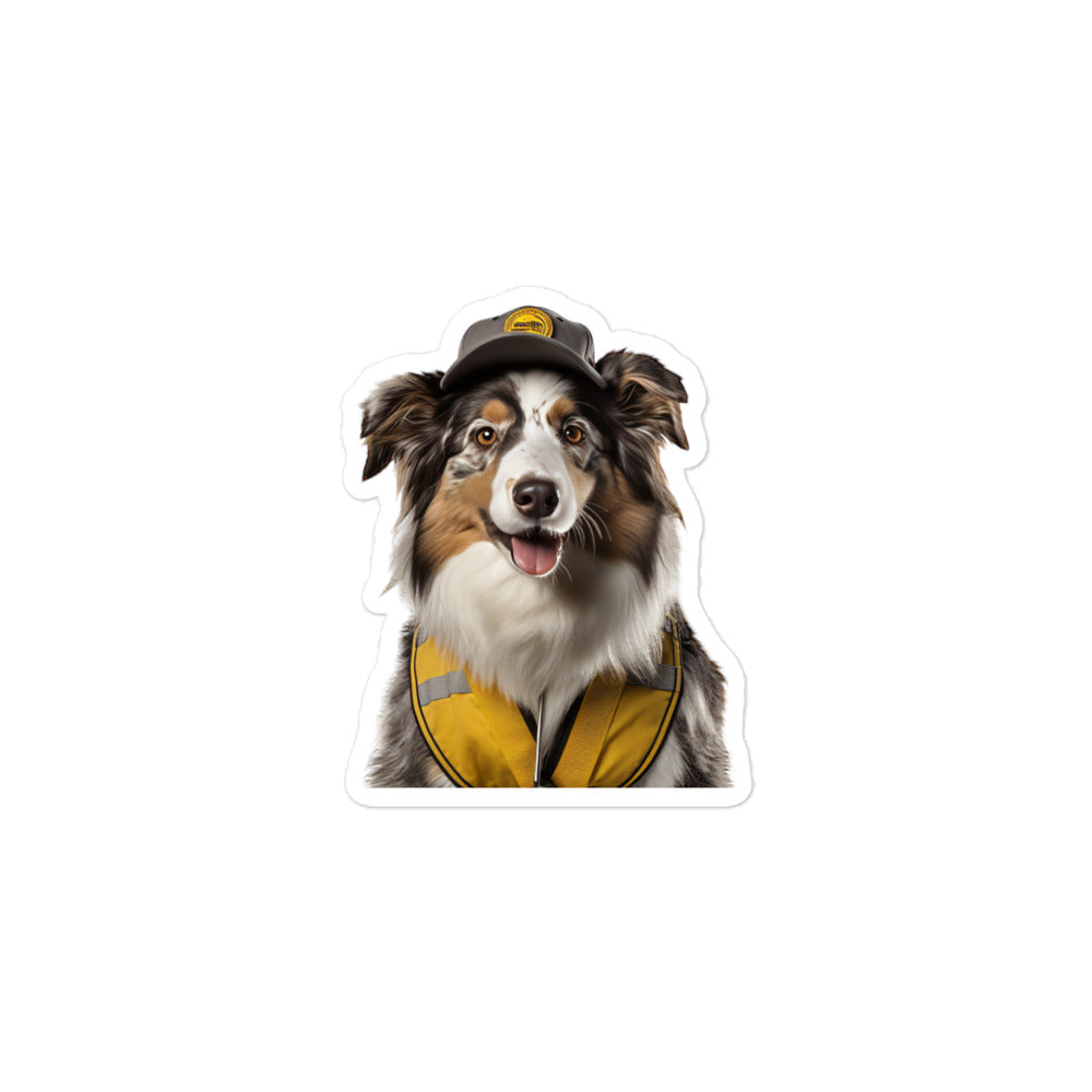 Australian Shepherd Transit Operator Sticker - Stickerfy.ai