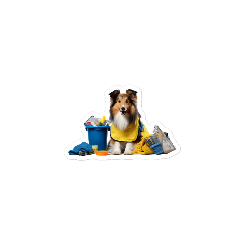 Shetland Sheepdog Janitor Sticker - Stickerfy.ai