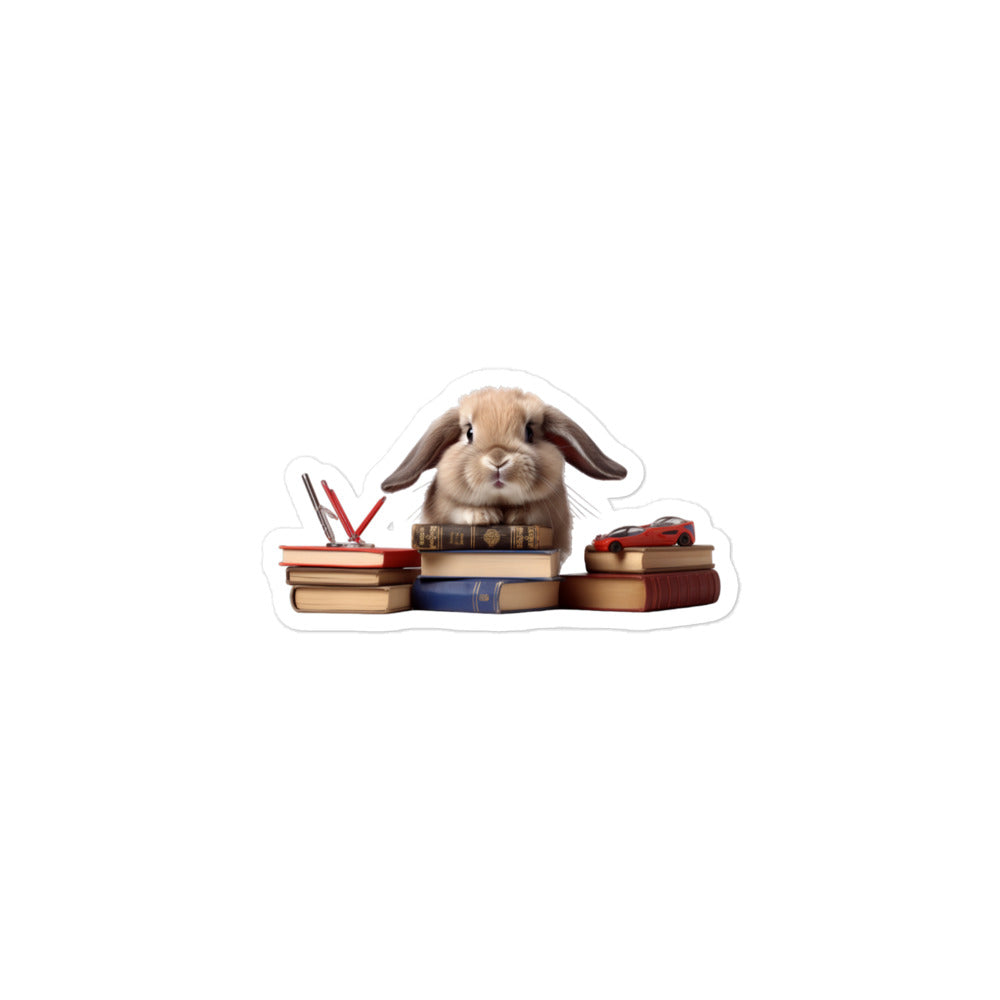 Britannia Petite Enthusiastic Student Bunny Sticker - Stickerfy.ai