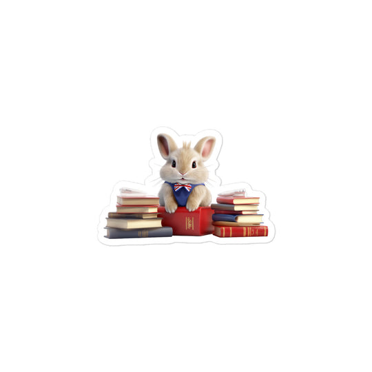Britannia Petite Enthusiastic Student Bunny Sticker - Stickerfy.ai