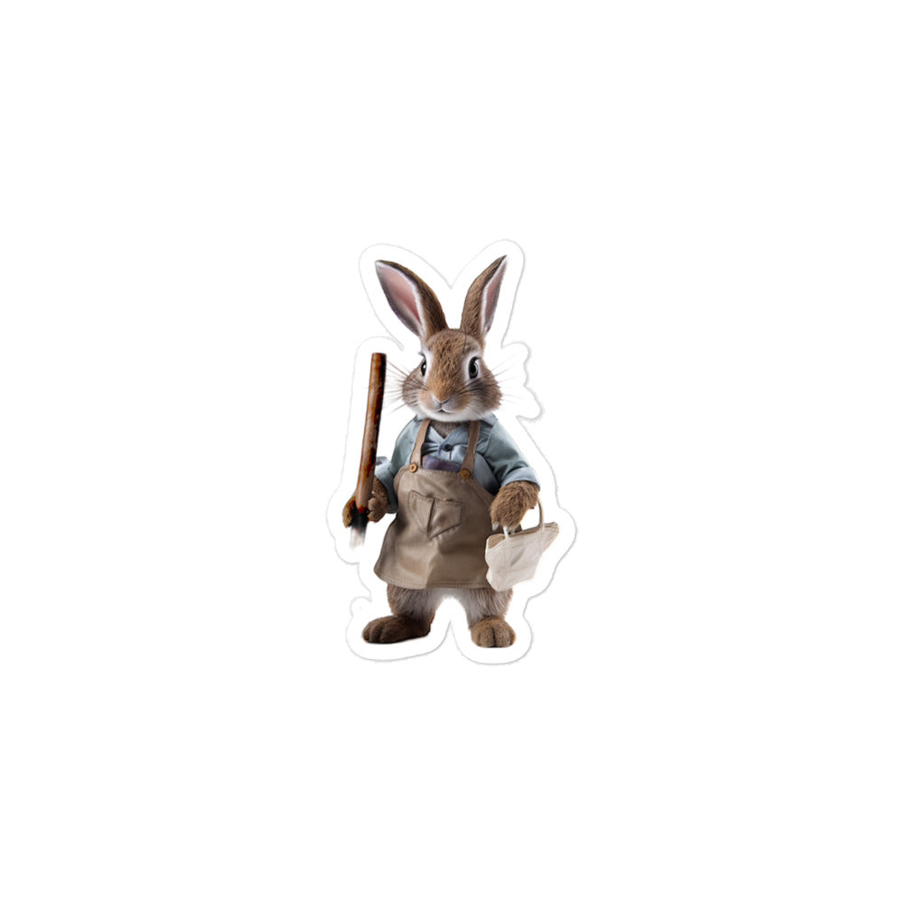 Britannia Petite Diligent Janitor Bunny Sticker - Stickerfy.ai