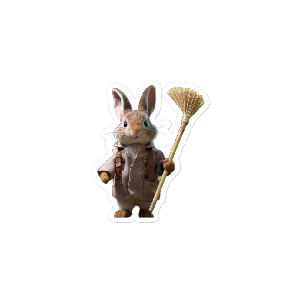 Britannia Petite Diligent Janitor Bunny Sticker - Stickerfy.ai