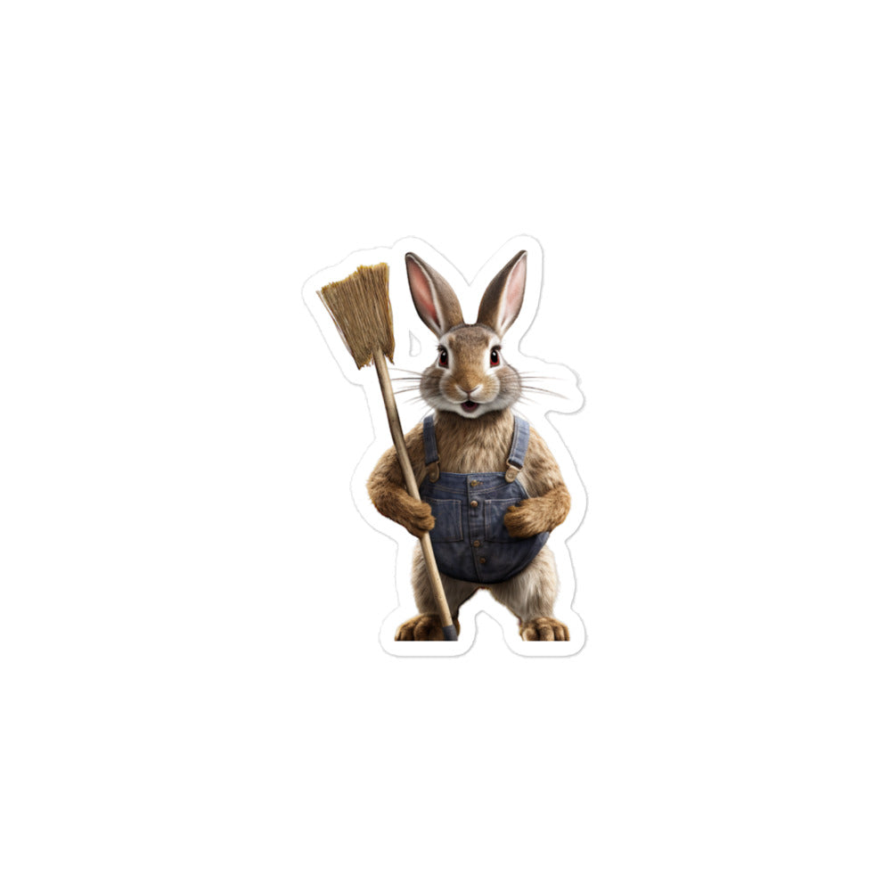 American Diligent Janitor Bunny Sticker - Stickerfy.ai