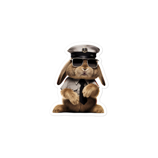 American Fuzzy Lop Security Officer Bunny Sticker - Stickerfy.ai