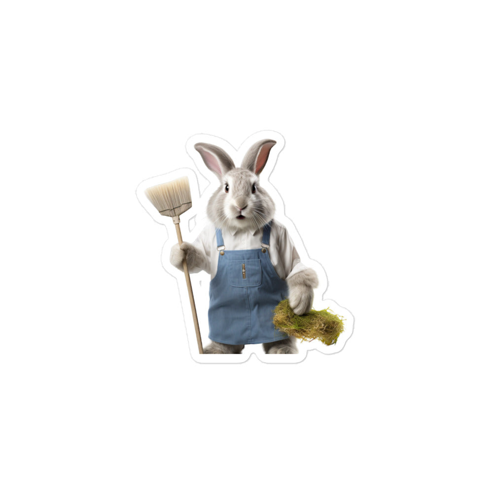 Angora Diligent Janitor Bunny Sticker - Stickerfy.ai