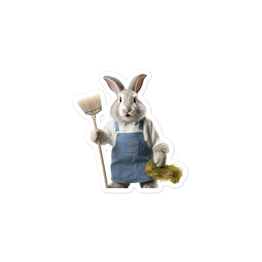 Angora Diligent Janitor Bunny Sticker - Stickerfy.ai