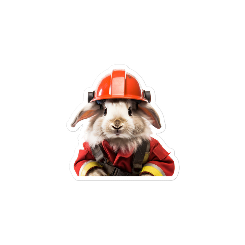 Angora Brave Firefighter Bunny Sticker - Stickerfy.ai