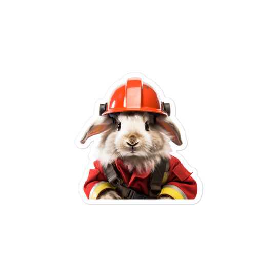 Angora Brave Firefighter Bunny Sticker - Stickerfy.ai
