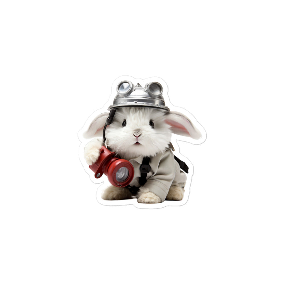 Angora Brave Firefighter Bunny Sticker - Stickerfy.ai