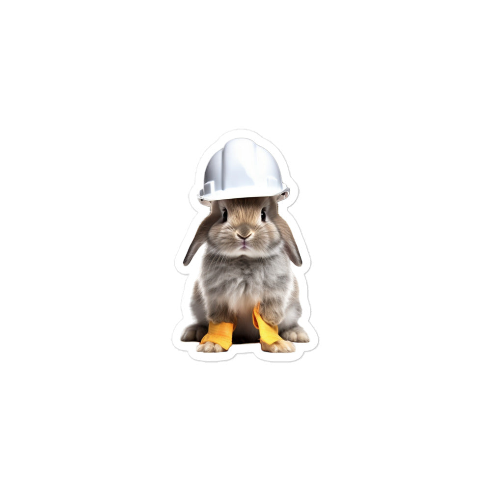 Angora Contractor Bunny Sticker - Stickerfy.ai