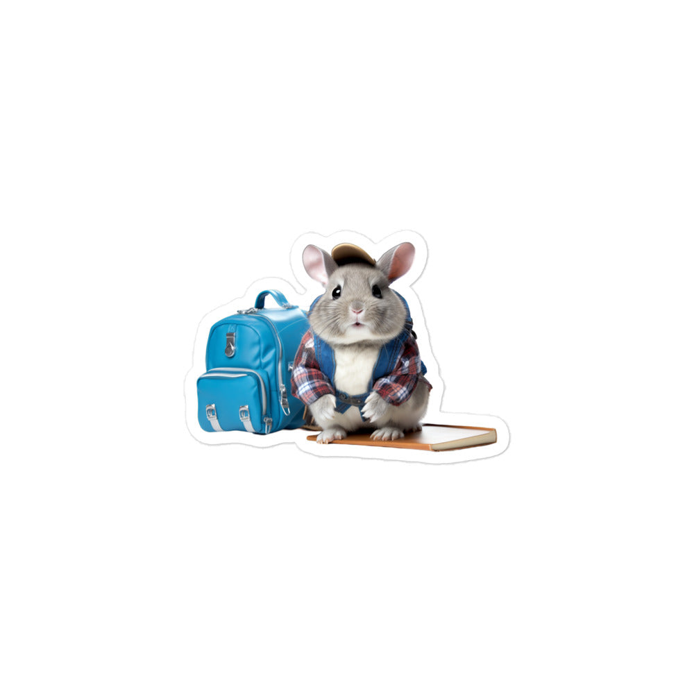Chinchilla Enthusiastic Student Bunny Sticker - Stickerfy.ai