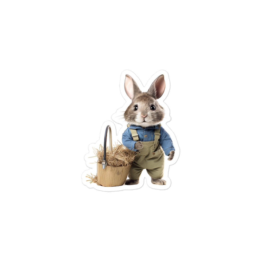 Chinchilla Diligent Janitor Bunny Sticker - Stickerfy.ai
