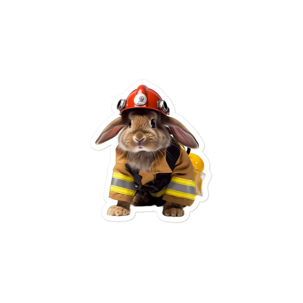 Dutch Brave Firefighter Bunny Sticker - Stickerfy.ai