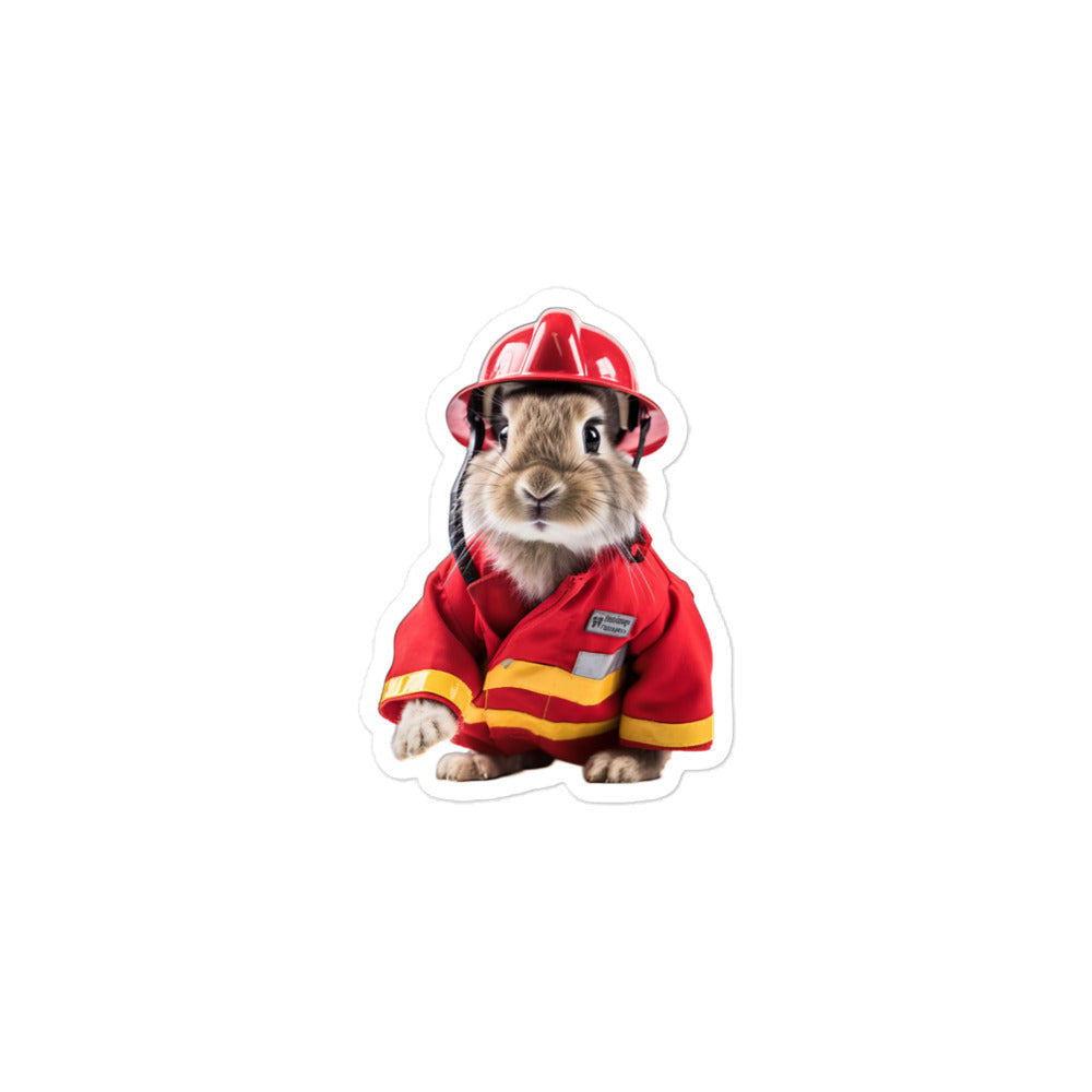 Dutch Brave Firefighter Bunny Sticker - Stickerfy.ai