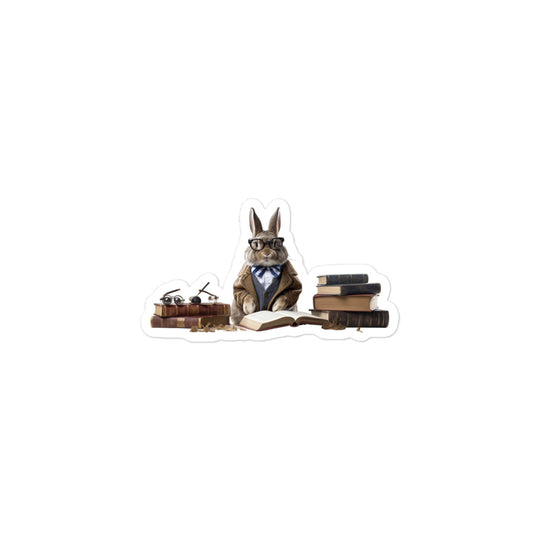 Flemish Giant Enthusiastic Student Bunny Sticker - Stickerfy.ai