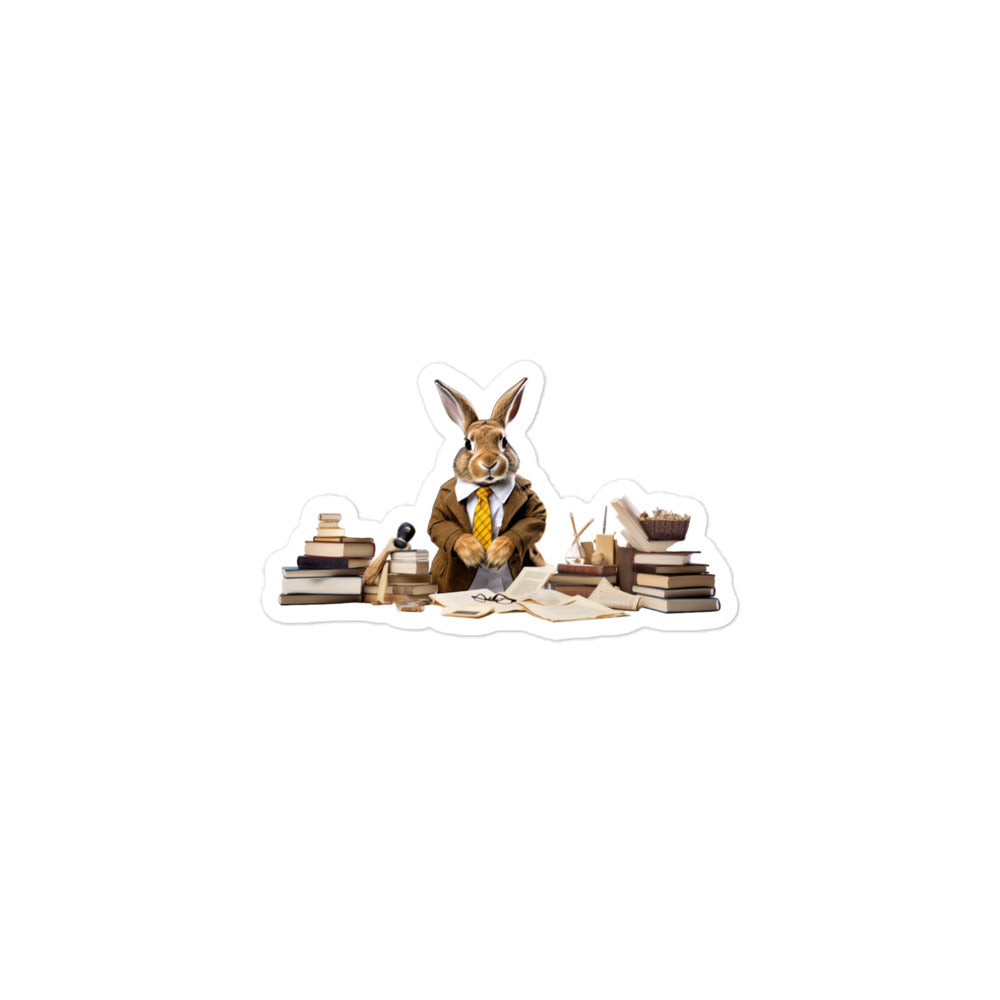 Flemish Giant Enthusiastic Student Bunny Sticker - Stickerfy.ai