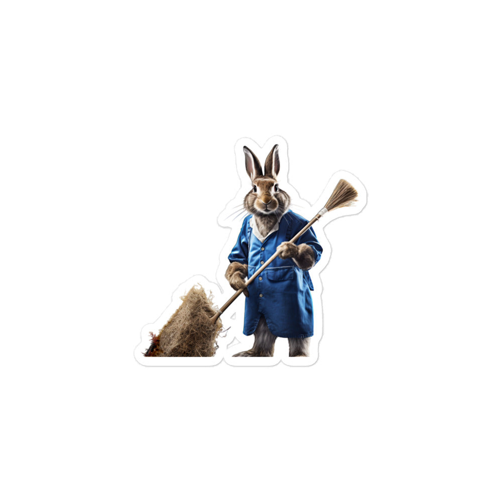 Flemish Giant Diligent Janitor Bunny Sticker - Stickerfy.ai