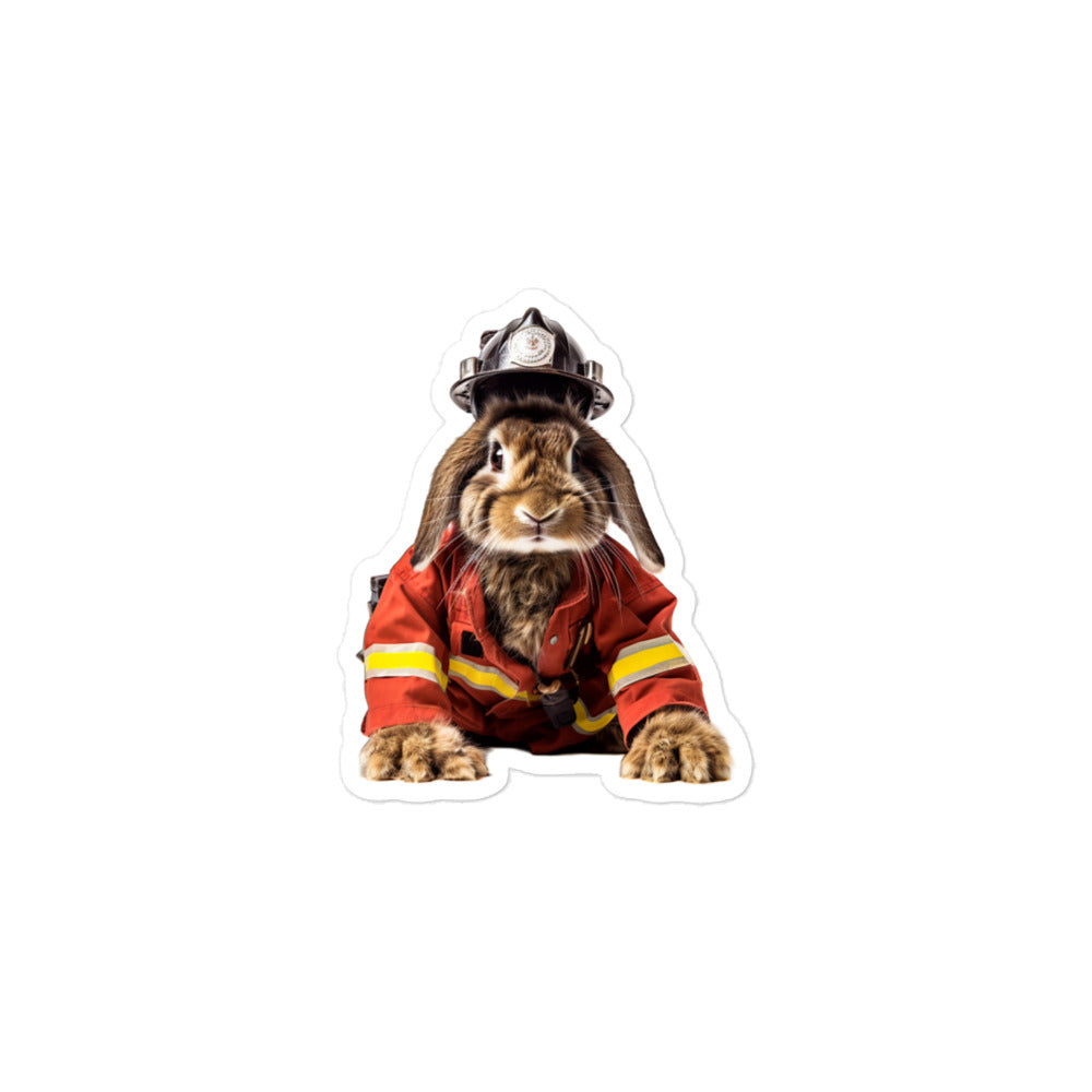 Flemish Giant Brave Firefighter Bunny Sticker - Stickerfy.ai
