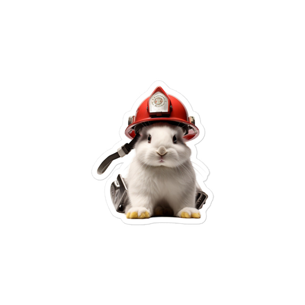 Florida White Brave Firefighter Bunny Sticker - Stickerfy.ai
