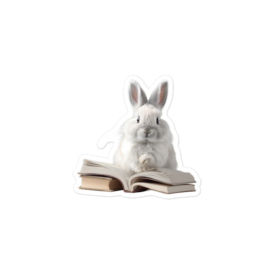 French Angora Enthusiastic Student Bunny Sticker - Stickerfy.ai