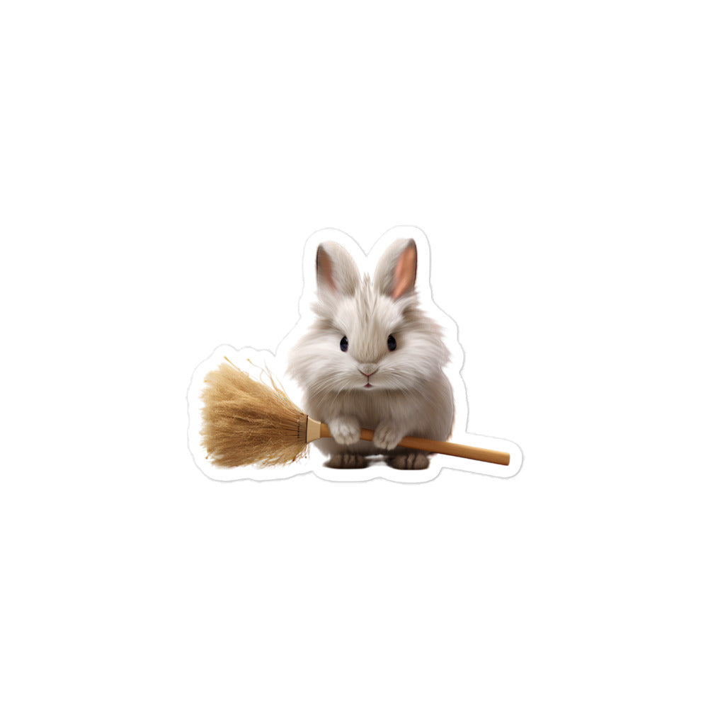 French Angora Diligent Janitor Bunny Sticker - Stickerfy.ai