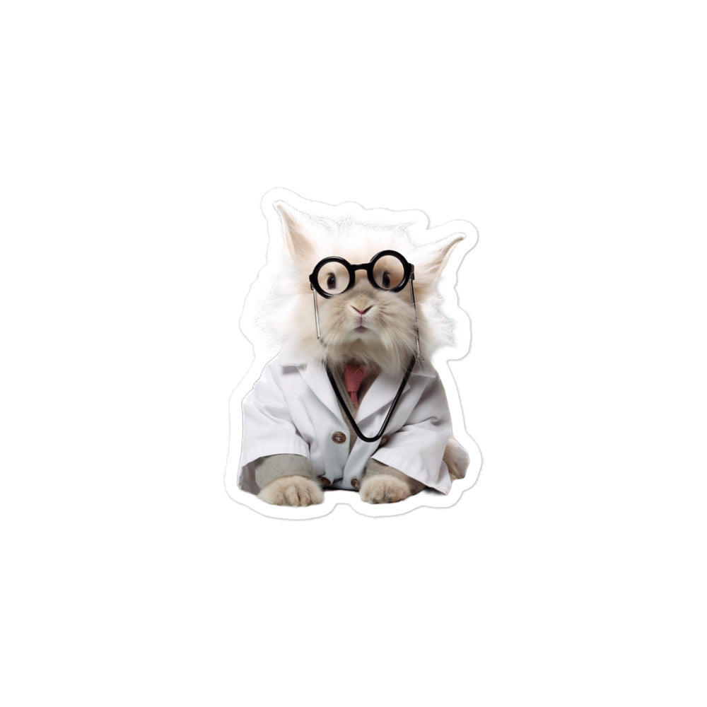French Angora Compassionate Doctor Bunny Sticker - Stickerfy.ai