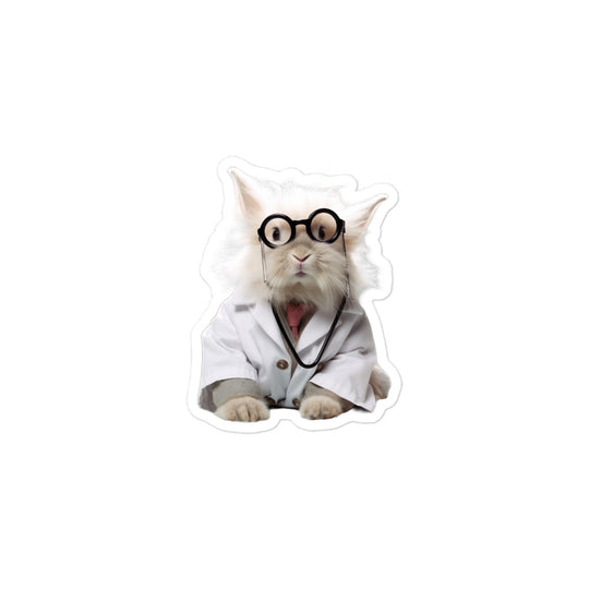 French Angora Compassionate Doctor Bunny Sticker - Stickerfy.ai