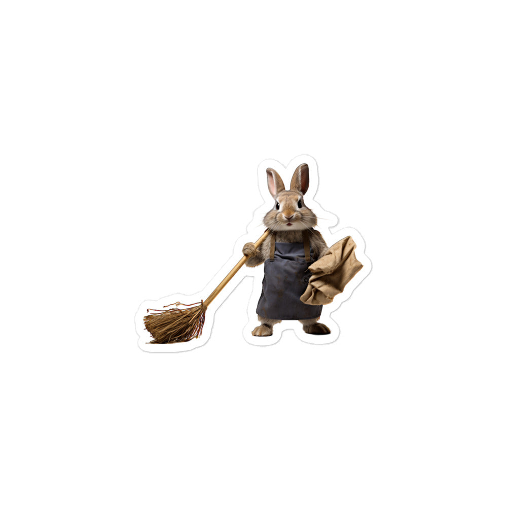 Himalayan Diligent Janitor Bunny Sticker - Stickerfy.ai