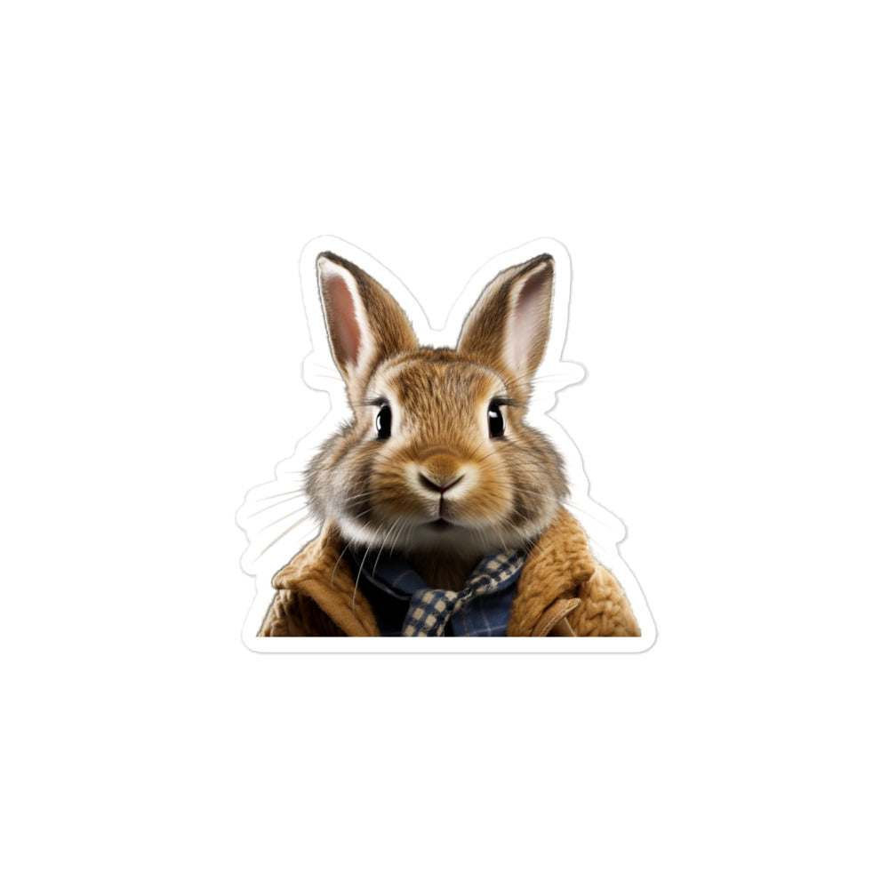Jersey Wooly Enthusiastic Student Bunny Sticker - Stickerfy.ai