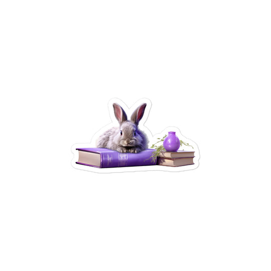 Lilac Enthusiastic Student Bunny Sticker - Stickerfy.ai