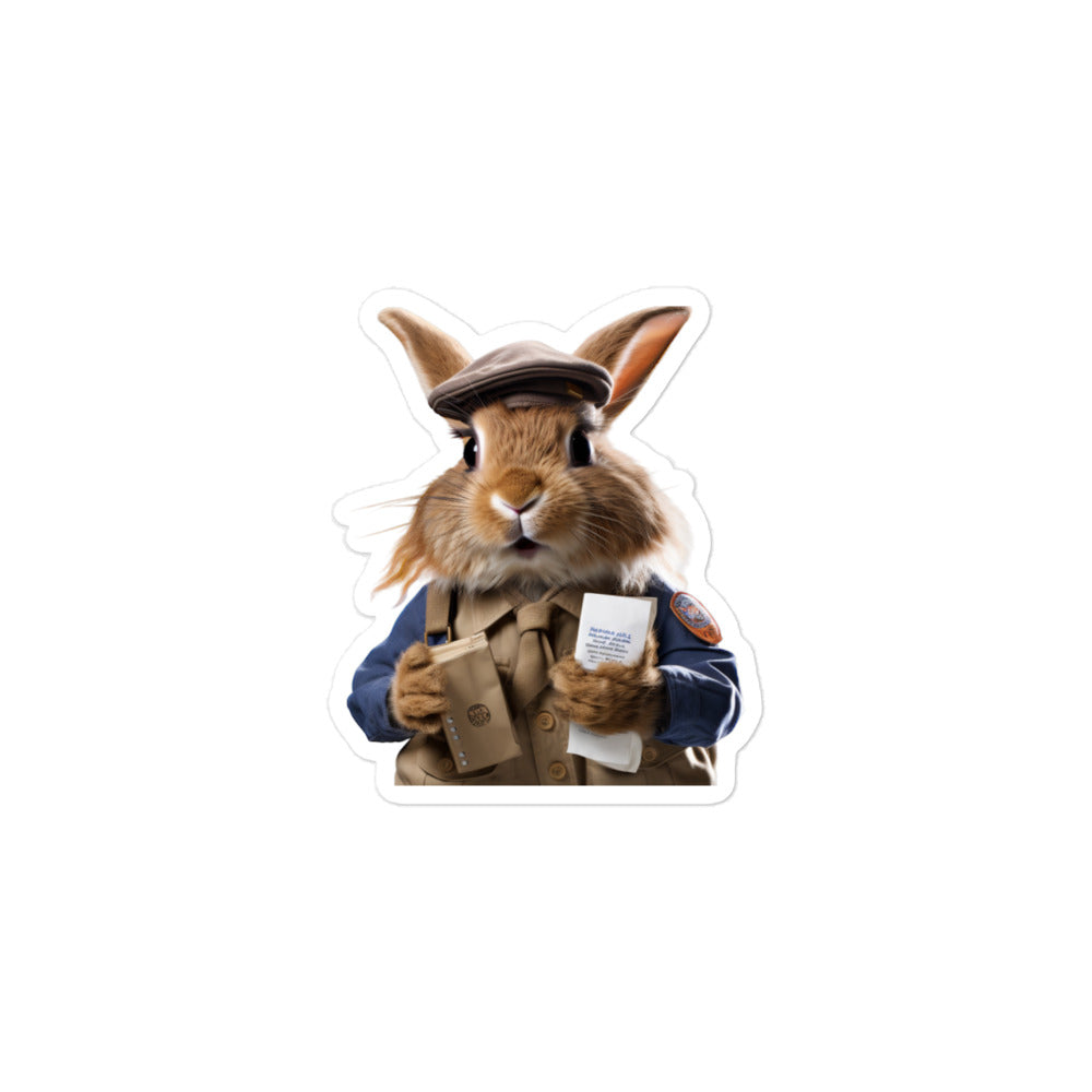 Lionhead Mail Carrier Bunny Sticker - Stickerfy.ai