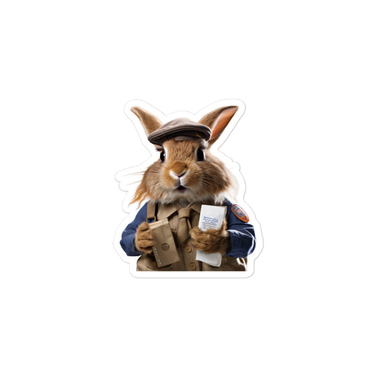 Lionhead Mail Carrier Bunny Sticker - Stickerfy.ai