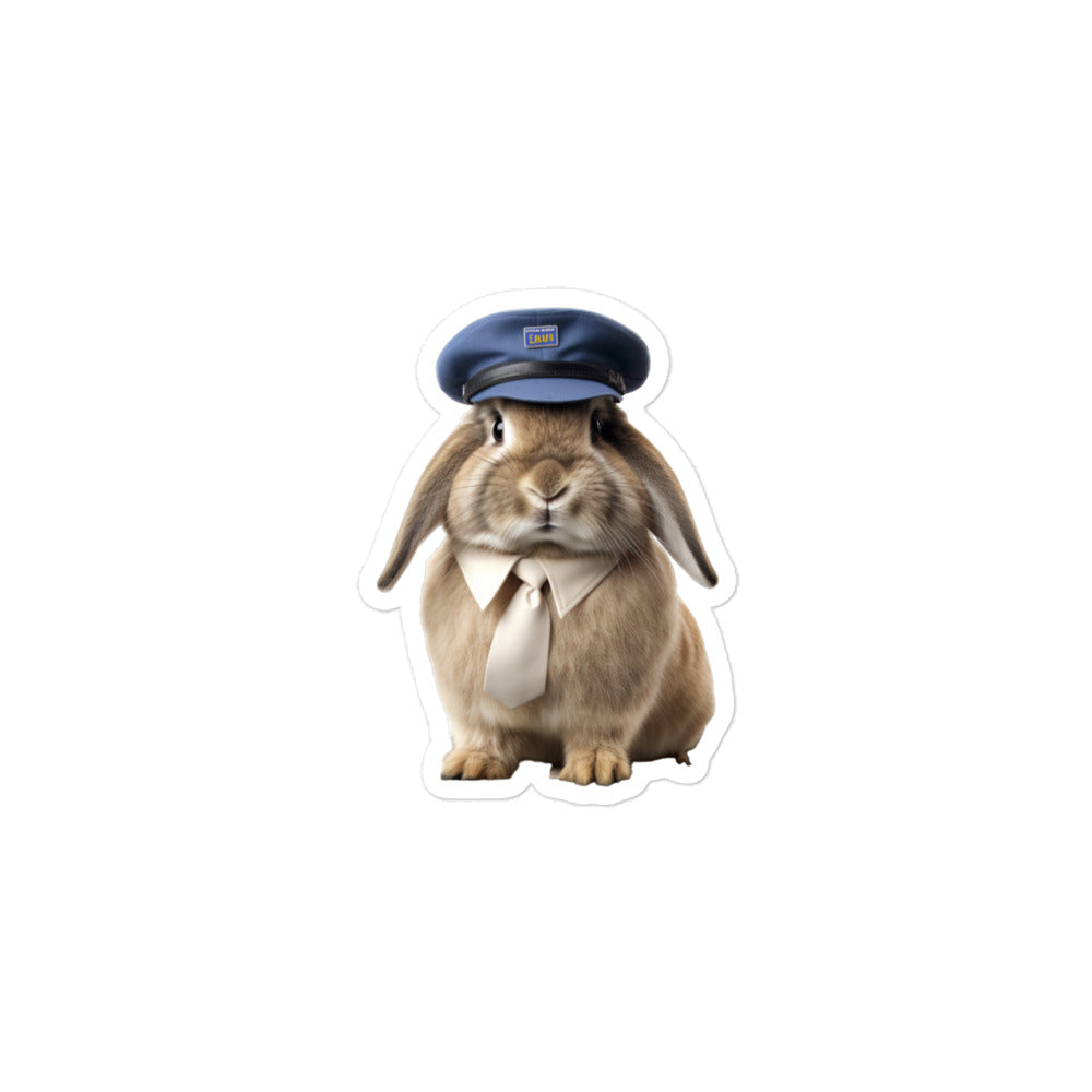 Mini Lop Transit Operator Bunny Sticker - Stickerfy.ai