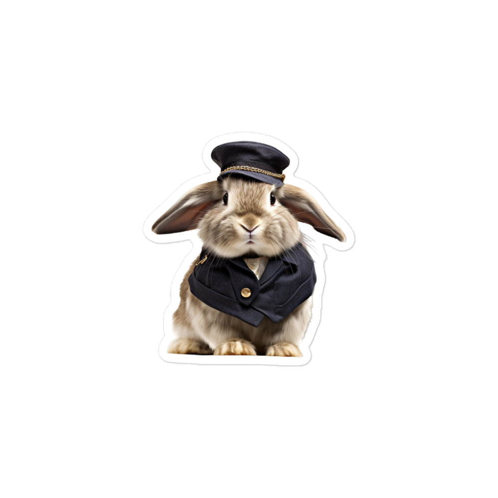 Mini Lop Transit Operator Bunny Sticker - Stickerfy.ai