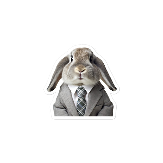 Mini Lop Persuasive Sales Bunny Sticker - Stickerfy.ai