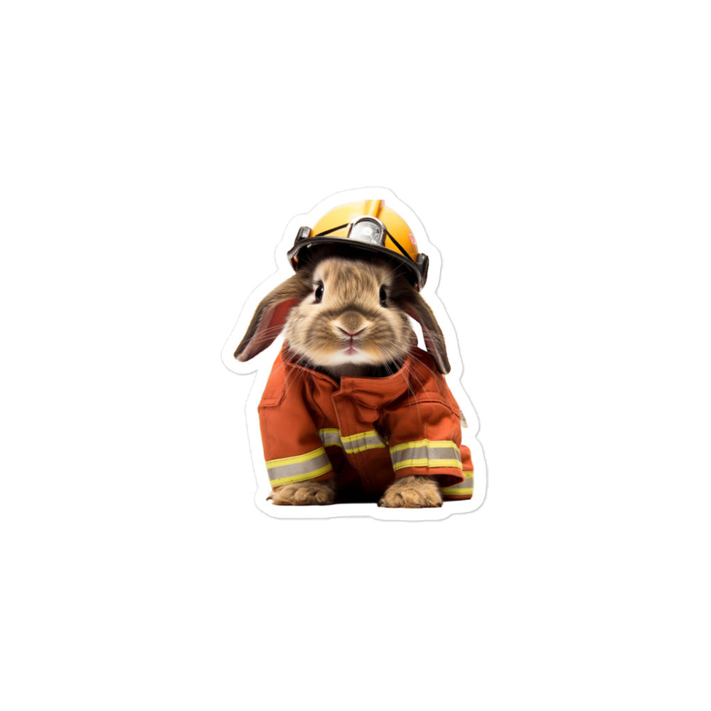 Mini Rex Brave Firefighter Bunny Sticker - Stickerfy.ai