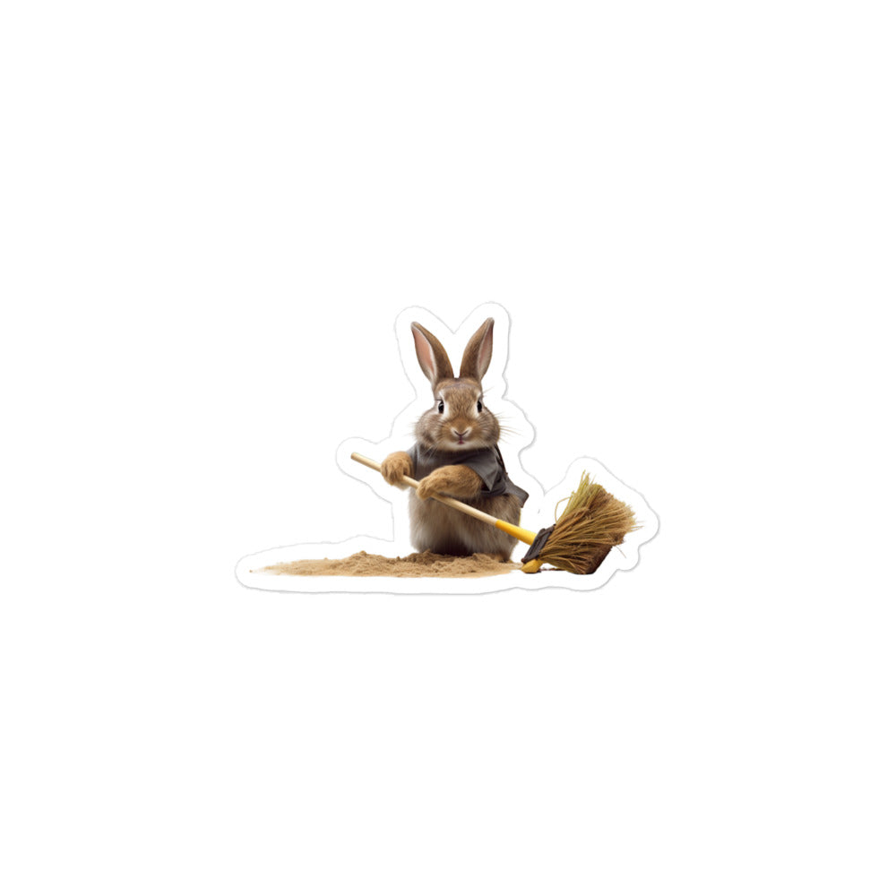Netherland Dwarf Diligent Janitor Bunny Sticker - Stickerfy.ai