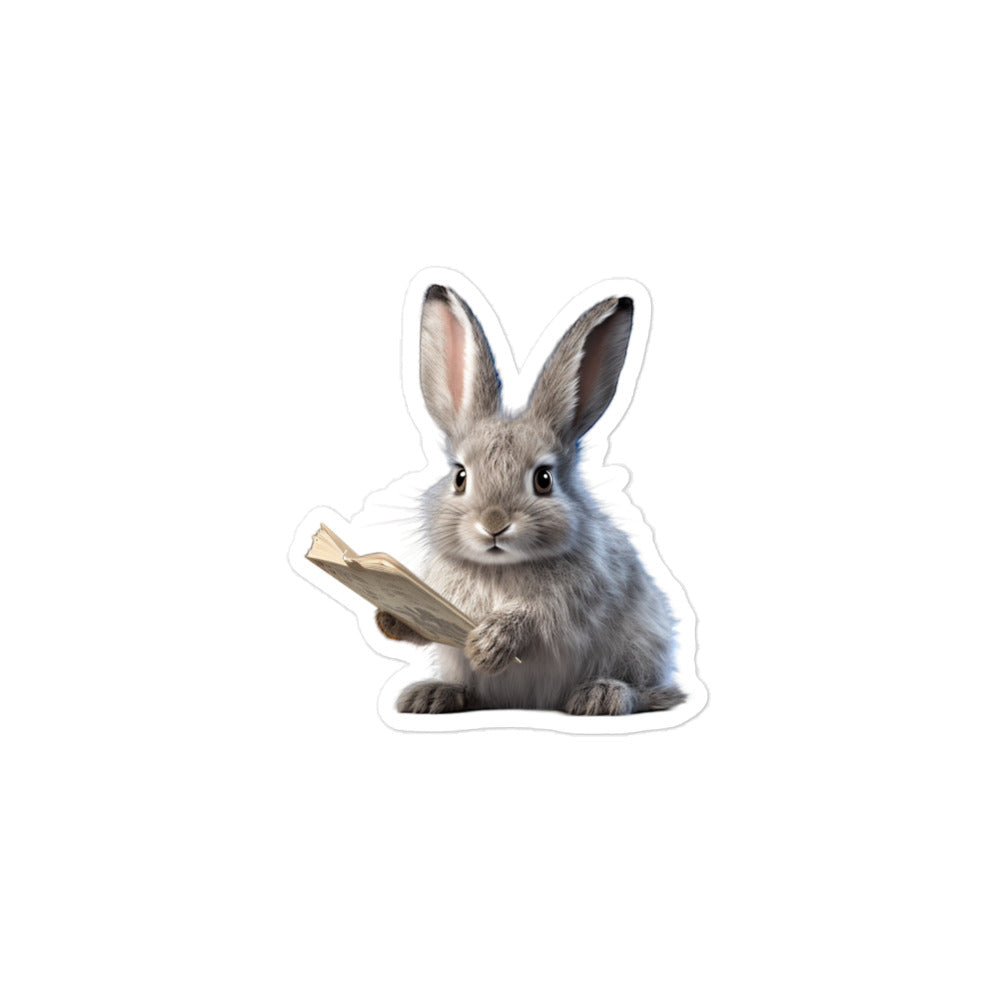Silver Fox Enthusiastic Student Bunny Sticker - Stickerfy.ai
