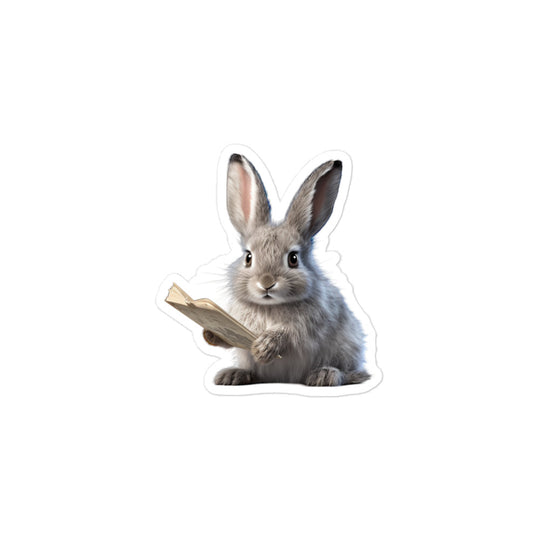 Silver Fox Enthusiastic Student Bunny Sticker - Stickerfy.ai