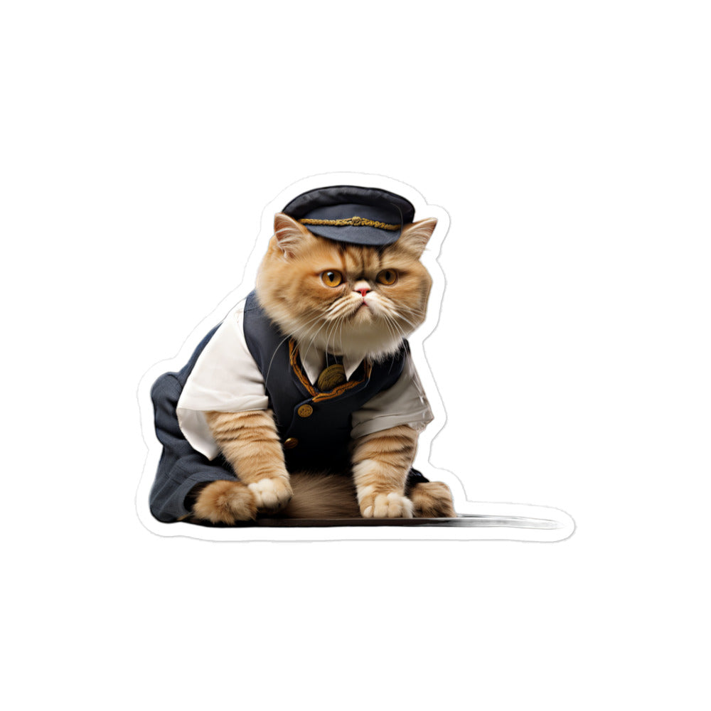 Exotic Shorthair Transit Operator Sticker - Stickerfy.ai