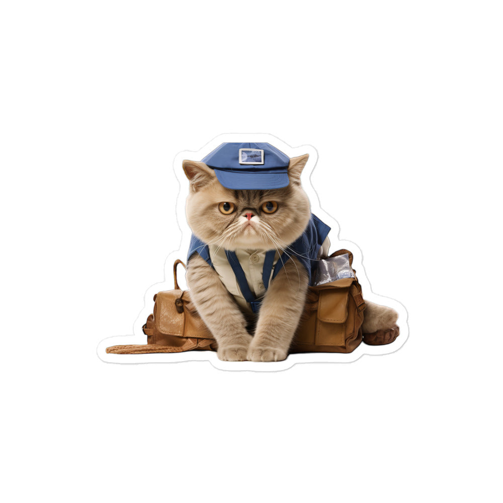 Exotic Shorthair Mail Carrier Sticker - Stickerfy.ai