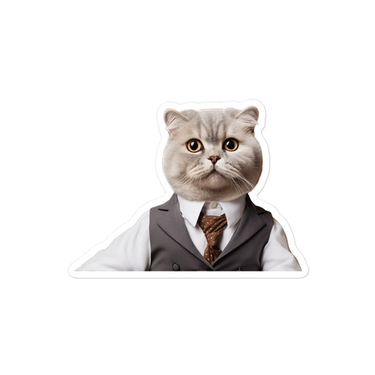 Scottish Fold Hotel Staff Sticker - Stickerfy.ai