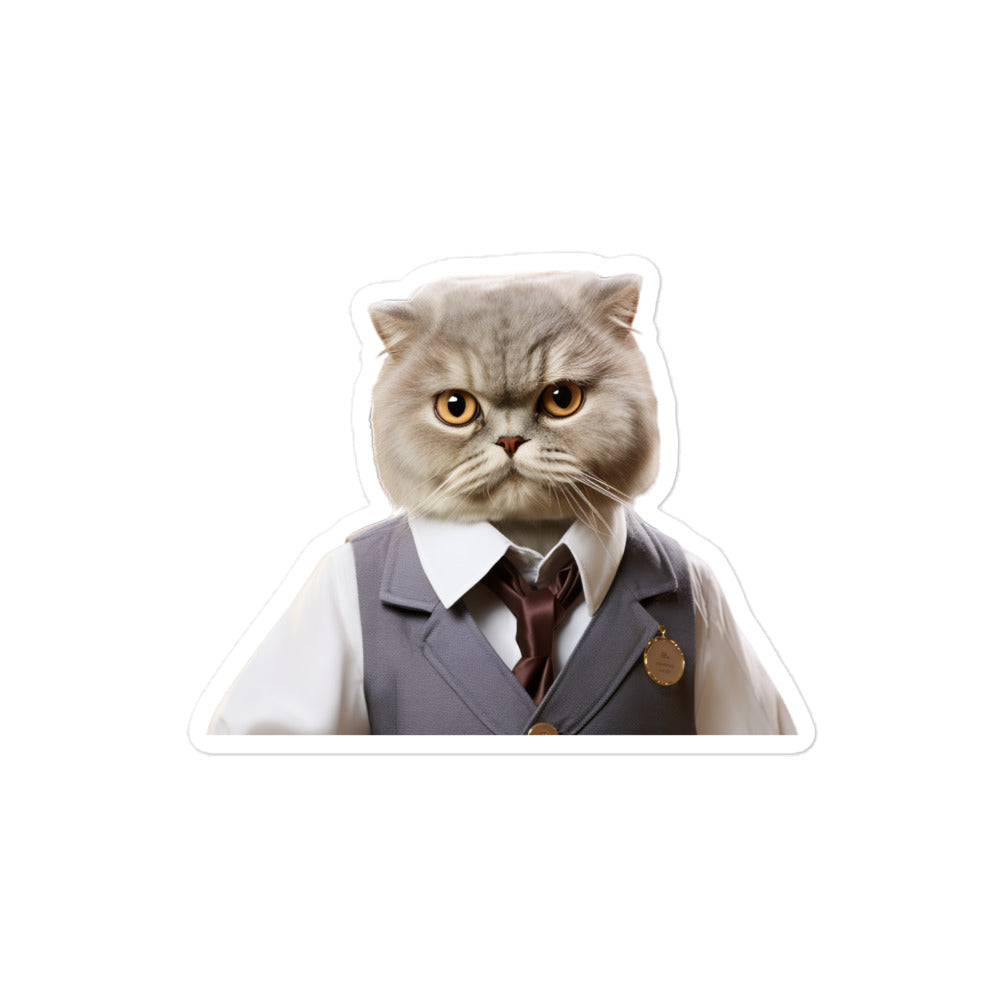 Scottish Fold Hotel Staff Sticker - Stickerfy.ai